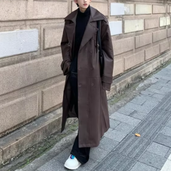 5 Pcs Loose Long Autumn Mens Trench Coat