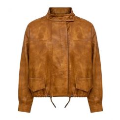 Classic Vintage Brown Outerwear PU Premium Leather Bomber Jacket
