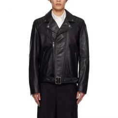 Mens Autumn Nice Work Manship Black Biker Leather Jacket