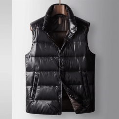 Mens Autumn Youth Casual Thickened Zipper Closure Down Vest